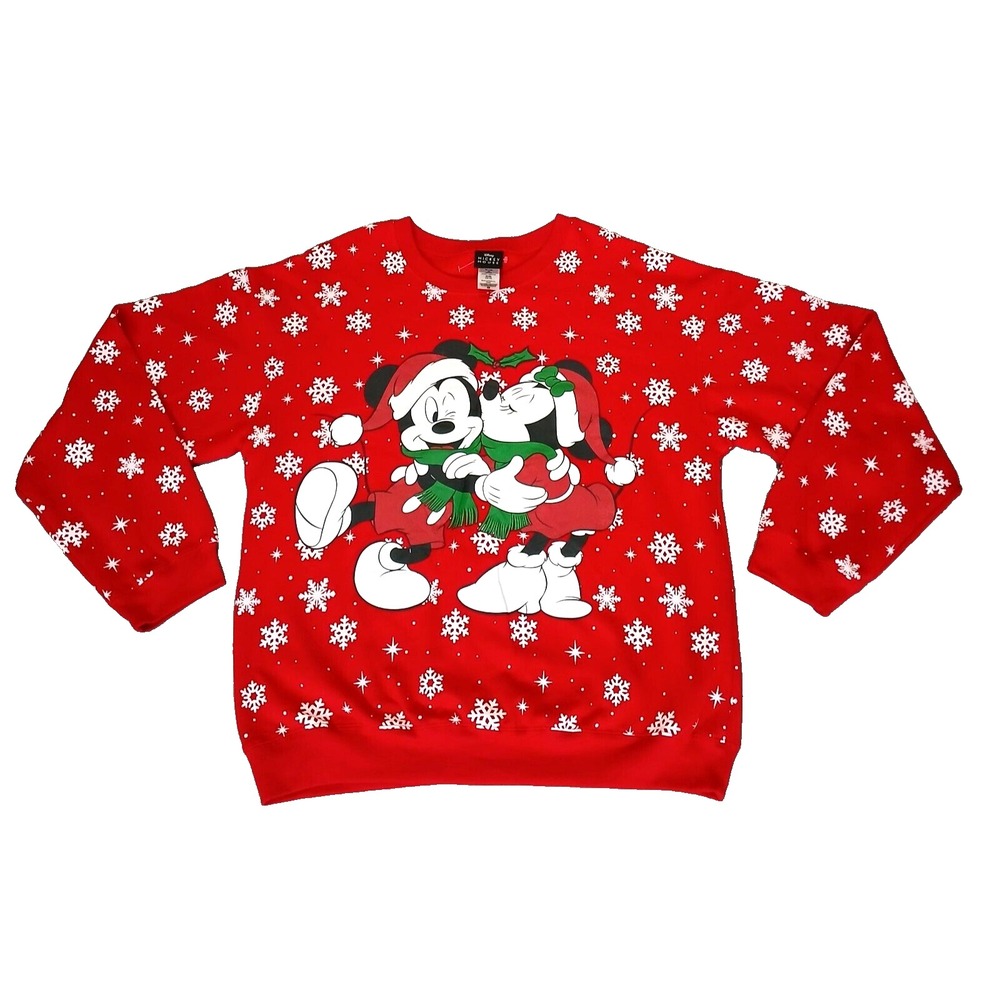 Disney Mickey & Minnie Mouse Christmas Long Sleeves Sweater Size XL(15-17) Red